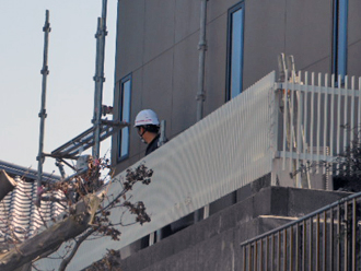 横浜市港北区 雨漏り補修　足場架設