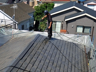 横浜市港北区 雨漏り補修　足場架設