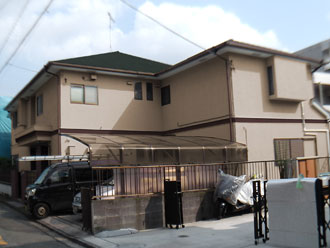 横浜市港北区 雨漏り補修　足場架設