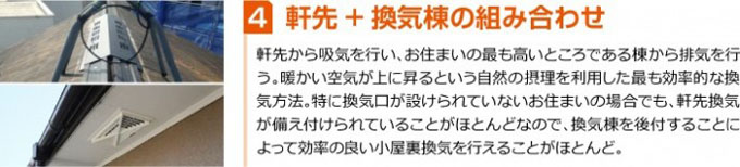 軒先と換気棟の組み合わせ 軒先と換気棟の組み合わせ