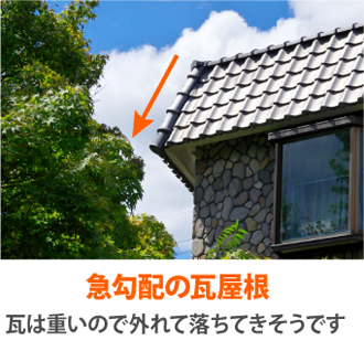 急勾配の瓦屋根