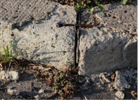 凍害で破壊されたブロック