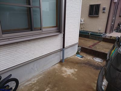 竪樋部分交換,水切り板金簡易整形,