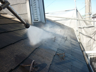 江東区　屋根塗装　高圧洗浄