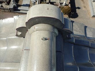 君津市　鬼瓦漆喰の剥がれ