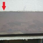 庇とモルタルの取り合いが経年劣化