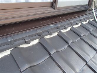 下屋ののし瓦点検