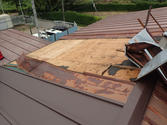 手前は部分的な葺き替えを行った