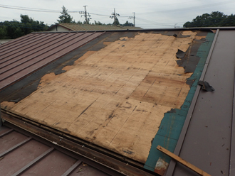 防水紙を剥がす