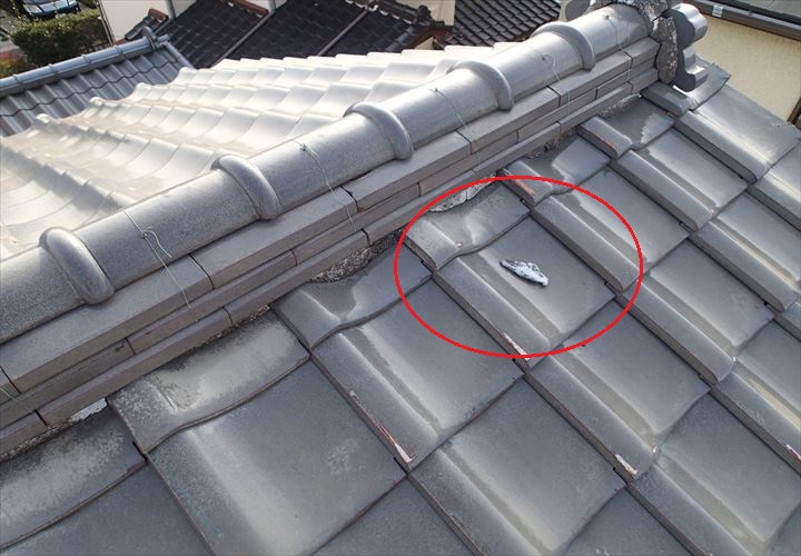 千葉市花見川区　漆喰の剥がれた状態