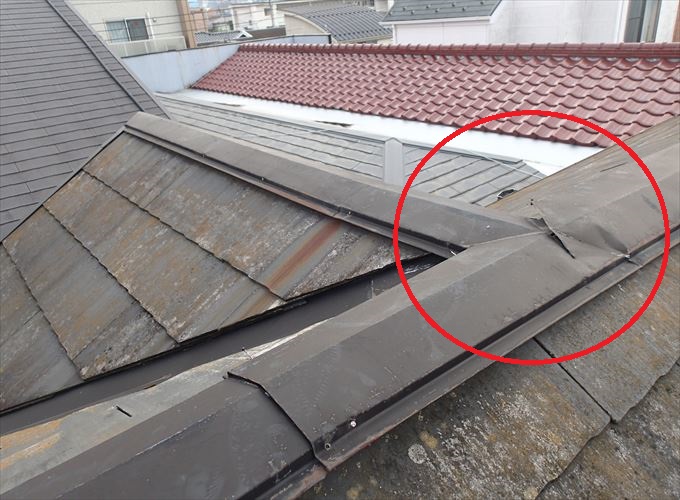 板金合わせの部分