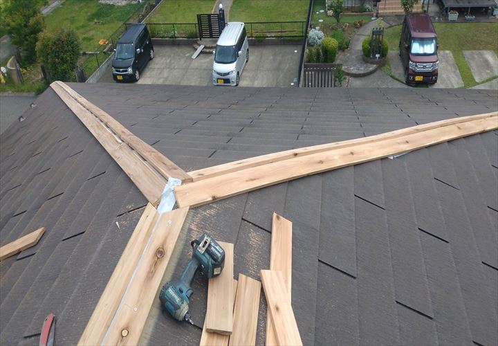 千葉市若葉区　貫板の取り付け完了