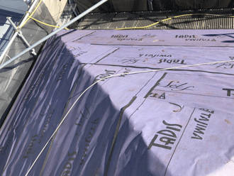 防水紙重ね張り