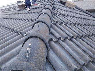 習志野市　棟瓦の固定