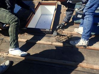 長生郡　天窓撤去作業