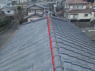 君津市　棟瓦のズレ