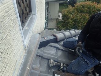 大網白里市　棟瓦取り直し工事の状況