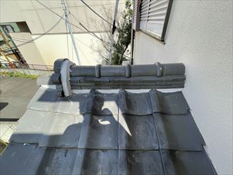 鬼瓦周り漆喰処理