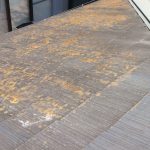 スレート表面に繁殖した苔