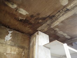 君津市　倉庫内の雨漏り状況