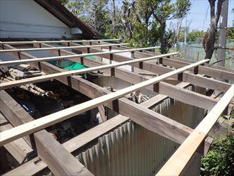 長生郡　桟木の取り付け完了