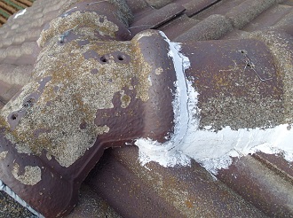 藻が繁殖したセメント瓦