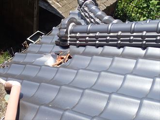 大網白里市　下し棟下の瓦の割れ