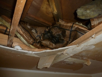 雨漏りが原因で崩れてしまった天井