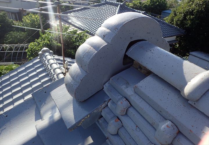 木更津市　棟瓦への工事が必要な状態