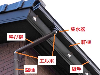 雨樋と建物が一体化している