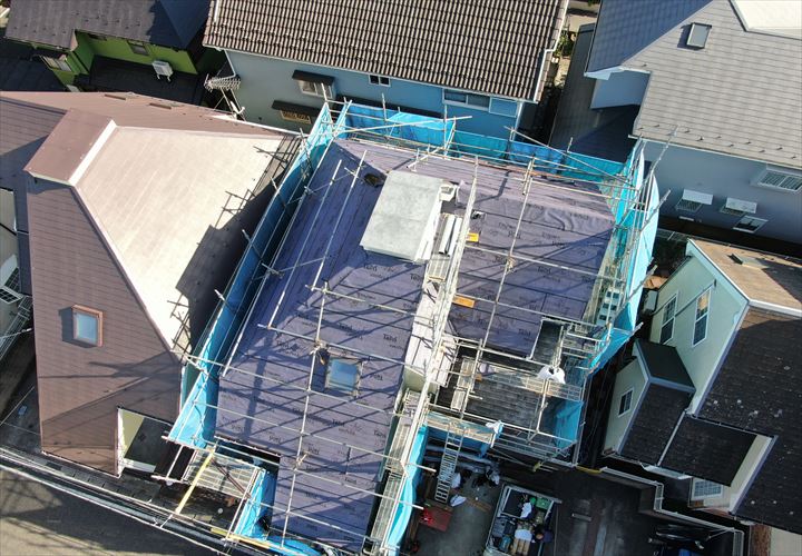 四街道市　防水紙の設置完了