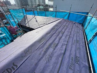 防水紙敷設完了