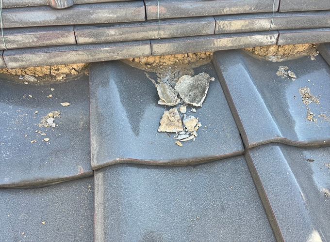 既存漆喰撤去完了