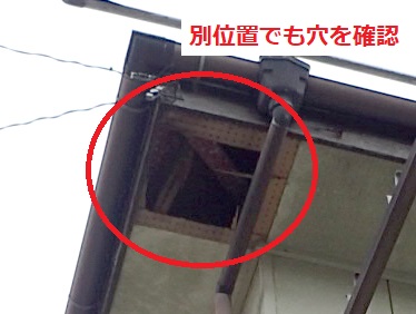別位置でも軒天に穴