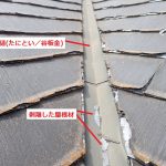 パミール　谷樋に剥離した屋根材の破片