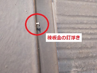 棟板金釘浮き