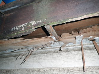 平側　軒天に穴