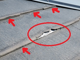 パミール屋根　層間剥離発生の小口