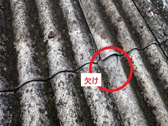 大波スレート欠け