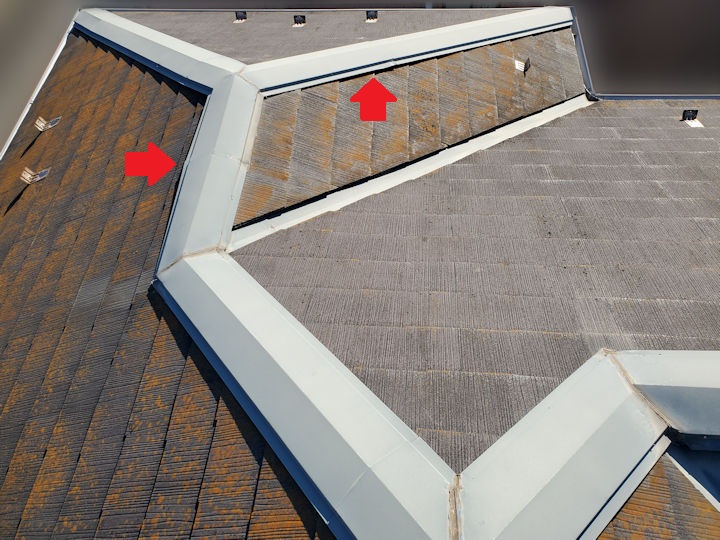 複雑な形状のスレート屋根