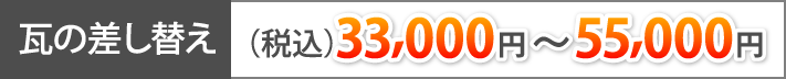 瓦の差し替え　30,000円〜50,000円（税込33,000円〜55,000円）