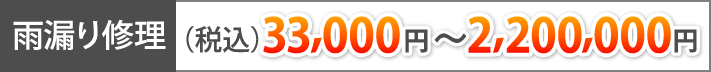 雨漏り修理相場 税込33,000～2,200,000円