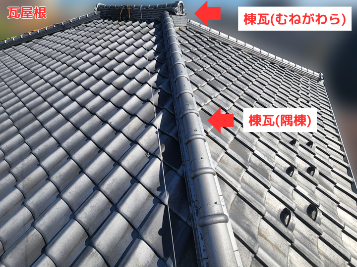 瓦屋根の棟部分