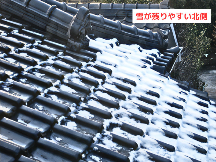 雪が残りやすい北側（凍害）