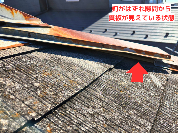 貫板が見えている状態