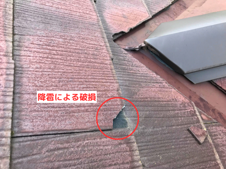降雹による破損