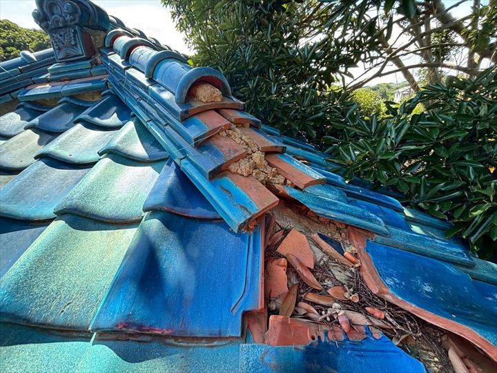 隅棟部分の大きな崩れ