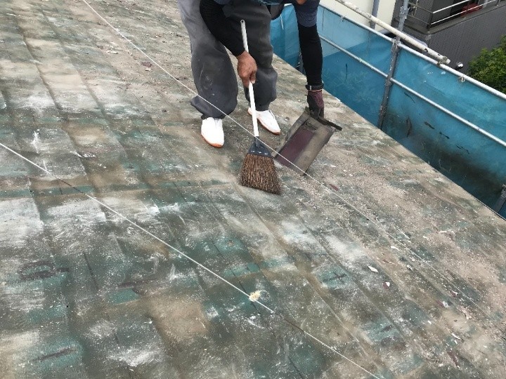 セキスイかわらUを撤去して清掃