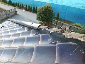 八街市　漆喰詰め直し　丸瓦再設置