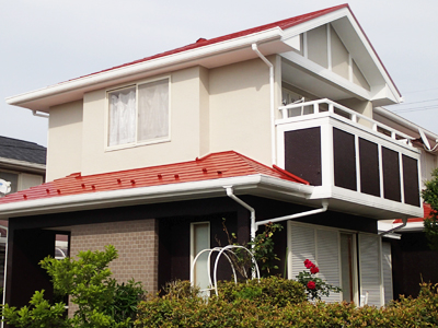 千葉県千葉市緑区　屋根塗装　外壁塗装　ベランダ防水　細部塗装　工事 完工屋根写真